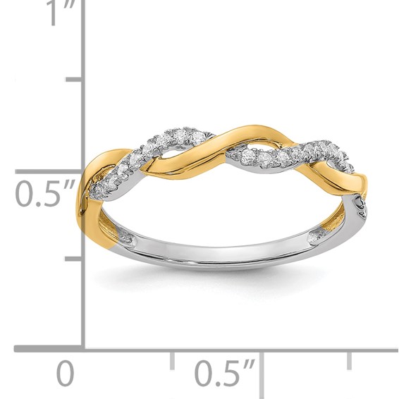 14k Two-tone Diamond Criss-Cross Wedding Band