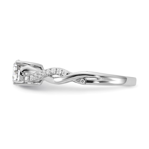 14k White Gold Criss-Cross (Holds 1/2 carat (5.2mm) Round Center) 1/8 carat Diamond Semi-mount Engagement Ring