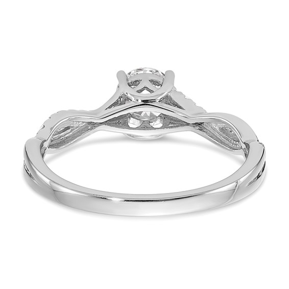 14k White Gold Criss-Cross (Holds 1/2 carat (5.2mm) Round Center) 1/8 carat Diamond Semi-mount Engagement Ring