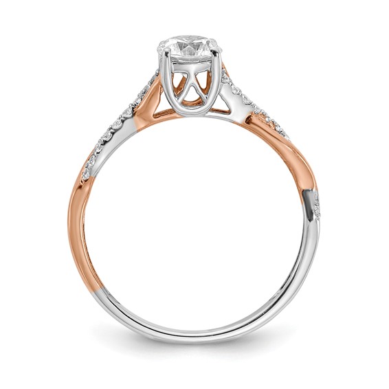 14k Two-tone Rose and White Gold 5/8 carat Lab Grown Diamond VS/SI+ G+ Complete Engagement Ring
