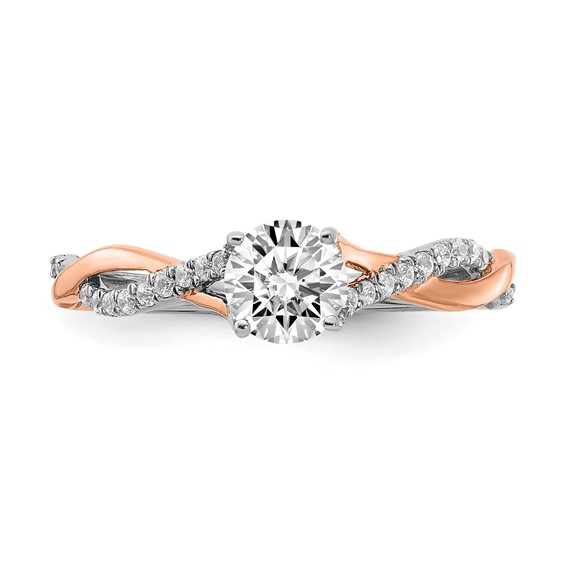 14k Two-tone Rose and White Gold 5/8 carat Lab Grown Diamond VS/SI+ G+ Complete Engagement Ring