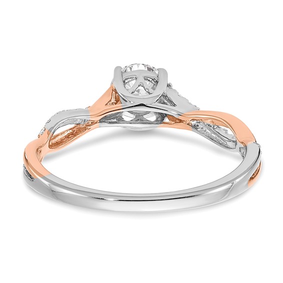 14k Two-tone Rose and White Gold 5/8 carat Lab Grown Diamond VS/SI+ G+ Complete Engagement Ring