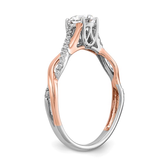 14k Two-tone Rose and White Gold 5/8 carat Lab Grown Diamond VS/SI+ G+ Complete Engagement Ring