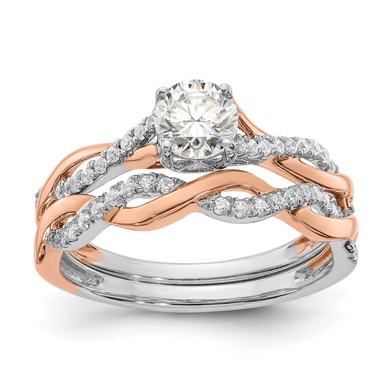 14k Two-tone Rose and White Gold 5/8 carat Lab Grown Diamond VS/SI+ G+ Complete Engagement Ring