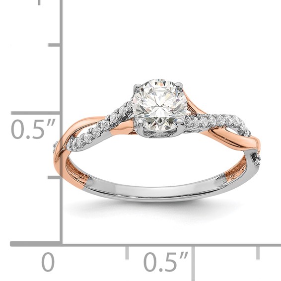 14k Two-tone Rose and White Gold 5/8 carat Lab Grown Diamond VS/SI+ G+ Complete Engagement Ring