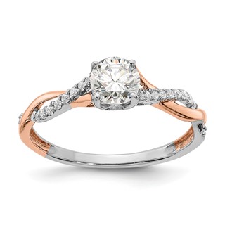 14k Two-tone Rose and White Gold 5/8 carat Lab Grown Diamond VS/SI+ G+ Complete Engagement Ring