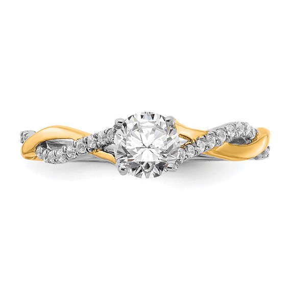 14k Two-tone Diamond Semi-mount Criss-Cross Engagement Ring