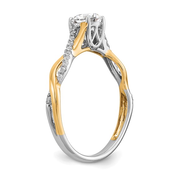 14k Two-tone Diamond Semi-mount Criss-Cross Engagement Ring