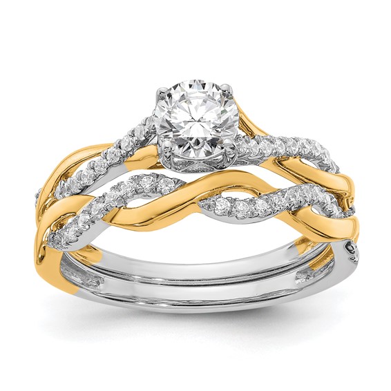 14k Two-tone Diamond Semi-mount Criss-Cross Engagement Ring