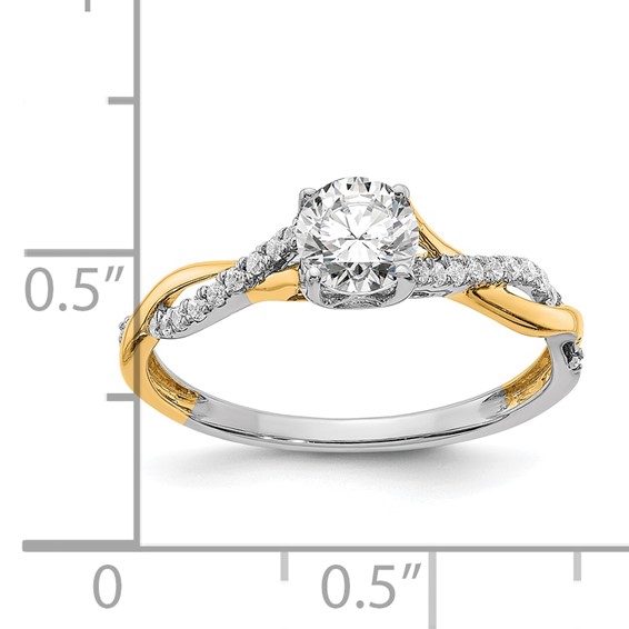 14k Two-tone Diamond Semi-mount Criss-Cross Engagement Ring