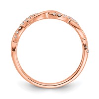 10K Rose Gold Rose 0.12ct Lab Grown Diamond VS SI+ G+ Comp Twist Wedding Band view 2