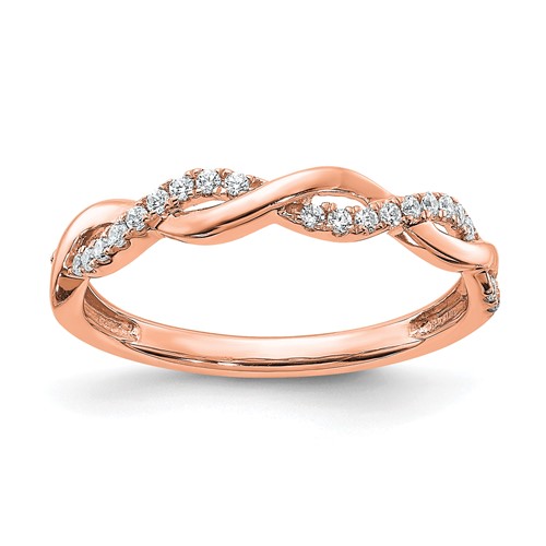 10K Rose Gold Rose 0.12ct Lab Grown Diamond VS SI+ G+ Comp Twist Wedding Band
