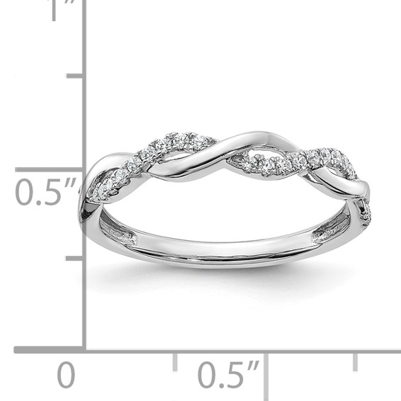 14k White Gold 1/8 carat Diamond Twist Design Complete Wedding Band