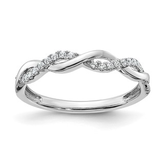 14k White Gold 1/8 carat Diamond Twist Design Complete Wedding Band