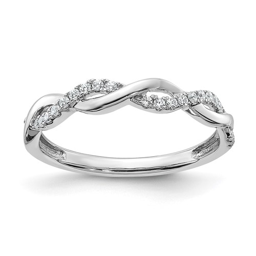 10K White Gold 0.12 Carat Lab Grown Diamond VS SI+ G+ Complete Twist Wedding Band