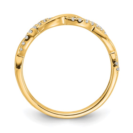14k Yellow Gold Diamond Twist Design Wedding Band