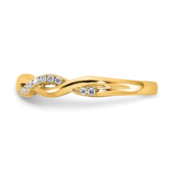 14k Yellow Gold Diamond Twist Design Wedding Band