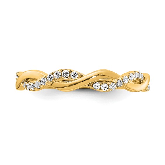 14k Yellow Gold Diamond Twist Design Wedding Band