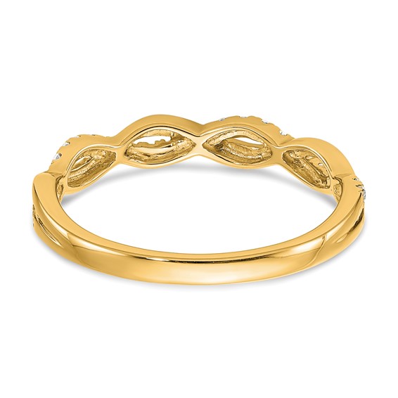 14k Yellow Gold Diamond Twist Design Wedding Band