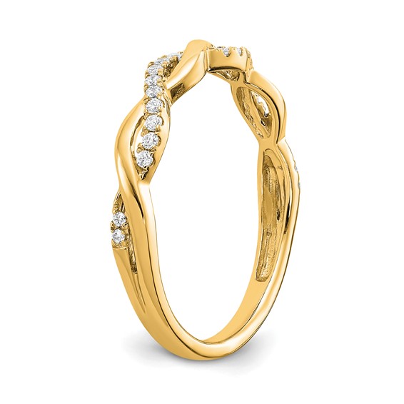 14k Yellow Gold Diamond Twist Design Wedding Band
