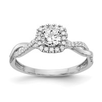 14K White Gold 0.62 Carat Lab Grown Diamond VS SI+ G+ Complete Round Halo Engagement Ring view 1
