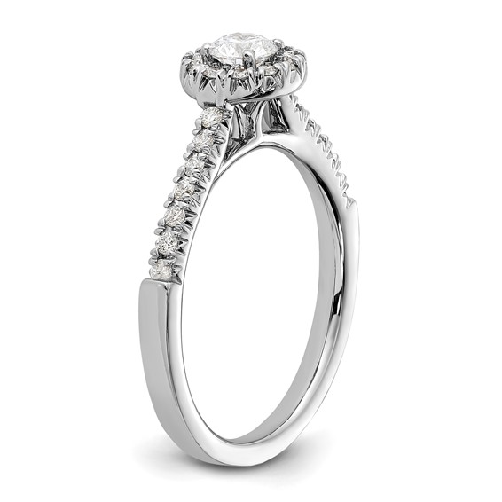 14kw Lab Grown Diamond VS+ F+ 1/2 ctw Round Halo Engagement Ring