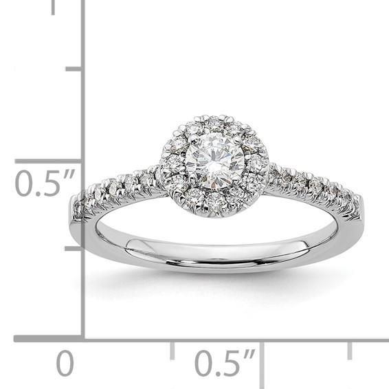 14kw Lab Grown Diamond VS+ F+ 1/2 ctw Round Halo Engagement Ring