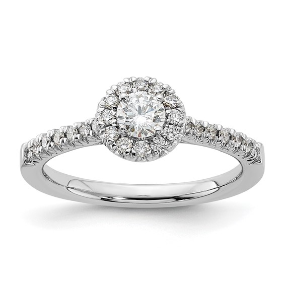 14kw Lab Grown Diamond VS+ F+ 1/2 ctw Round Halo Engagement Ring