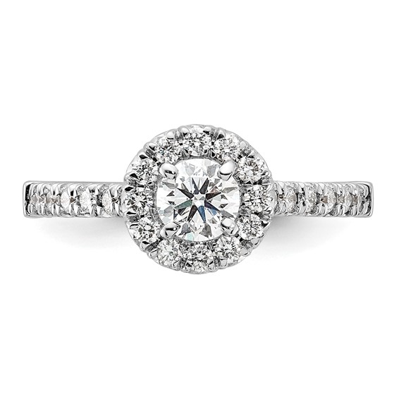 14kw Lab Grown Diamond VS+ F+ 1 ctw Round Halo Engagement Ring