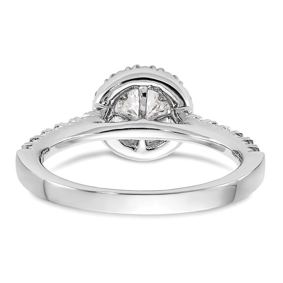 14kw Lab Grown Diamond VS+ F+ 1 ctw Round Halo Engagement Ring