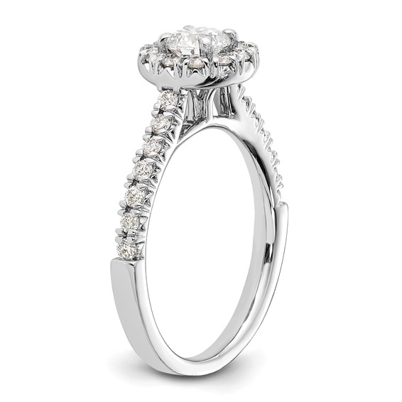 14kw Lab Grown Diamond VS+ F+ 1 ctw Round Halo Engagement Ring