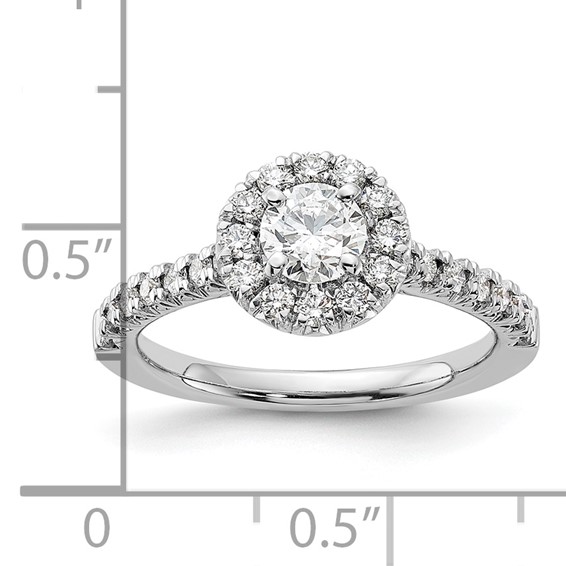 14kw Lab Grown Diamond VS+ F+ 1 ctw Round Halo Engagement Ring