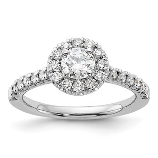 14kw Lab Grown Diamond VS+ F+ 1 ctw Round Halo Engagement Ring