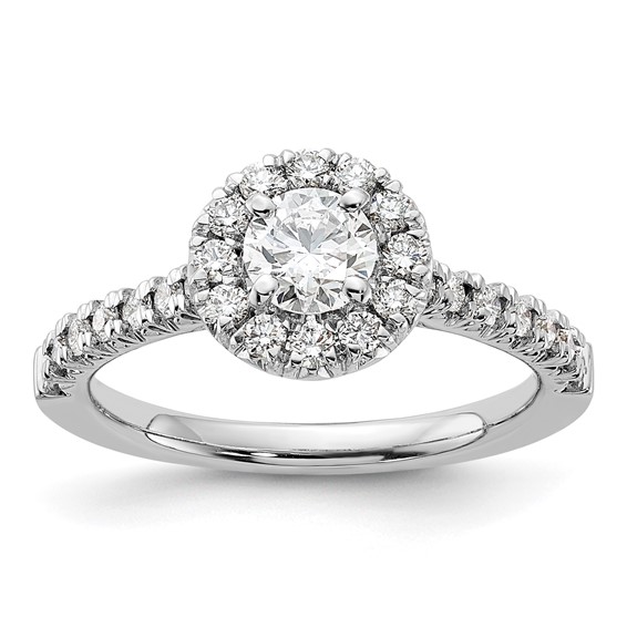 14kw Lab Grown Diamond VS+ F+ 1 ctw Round Halo Engagement Ring