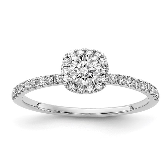 14kw Lab Grown Diamond VS+ F+ 1/2 ctw Round ctr w/ Cush Halo Engage