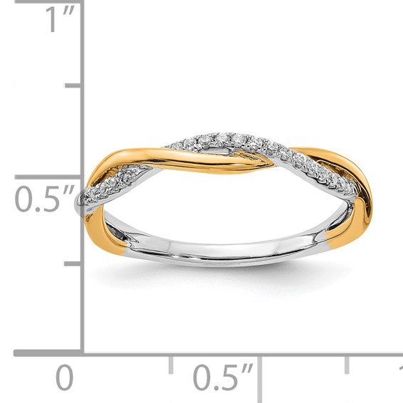 14k White & Yellow  Gold Diamond Wedding Band