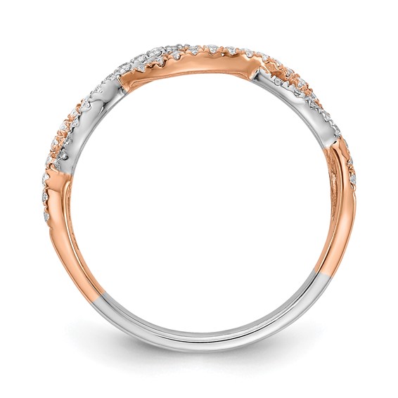 14k White and Rose Gold Criss-Cross 1/4 carat Diamond Complete Wedding Band