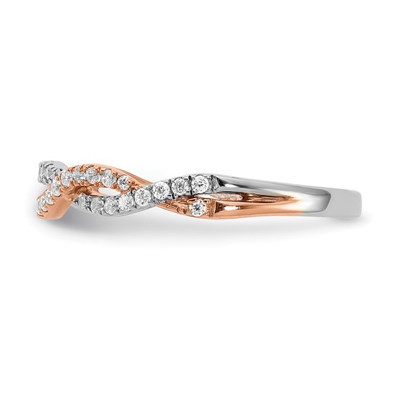 14k White and Rose Gold Criss-Cross 1/4 carat Diamond Complete Wedding Band