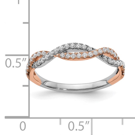 14k White and Rose Gold Criss-Cross 1/4 carat Diamond Complete Wedding Band