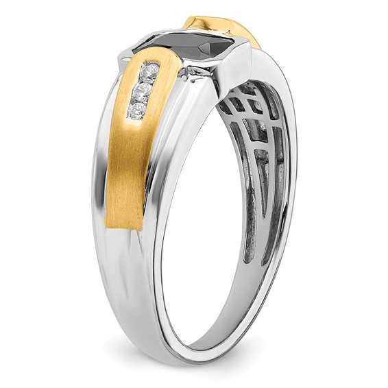 IB Goodman 14k Two-tone 7x5mm Octagon Onyx and 1/10 carat Diamond Mens Ring