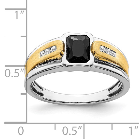 IB Goodman 14k Two-tone 7x5mm Octagon Onyx and 1/10 carat Diamond Mens Ring