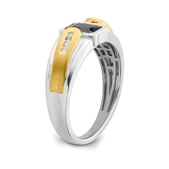 10K WG w/ YG parts Onyx & Dia Ring Rd-2-1.7mm 2-1.5mm 2-1.3mm Dia:F60