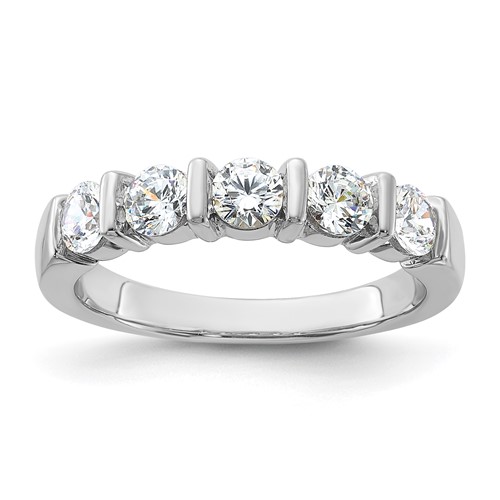 Sterling Silver & CZ 5-stone Band