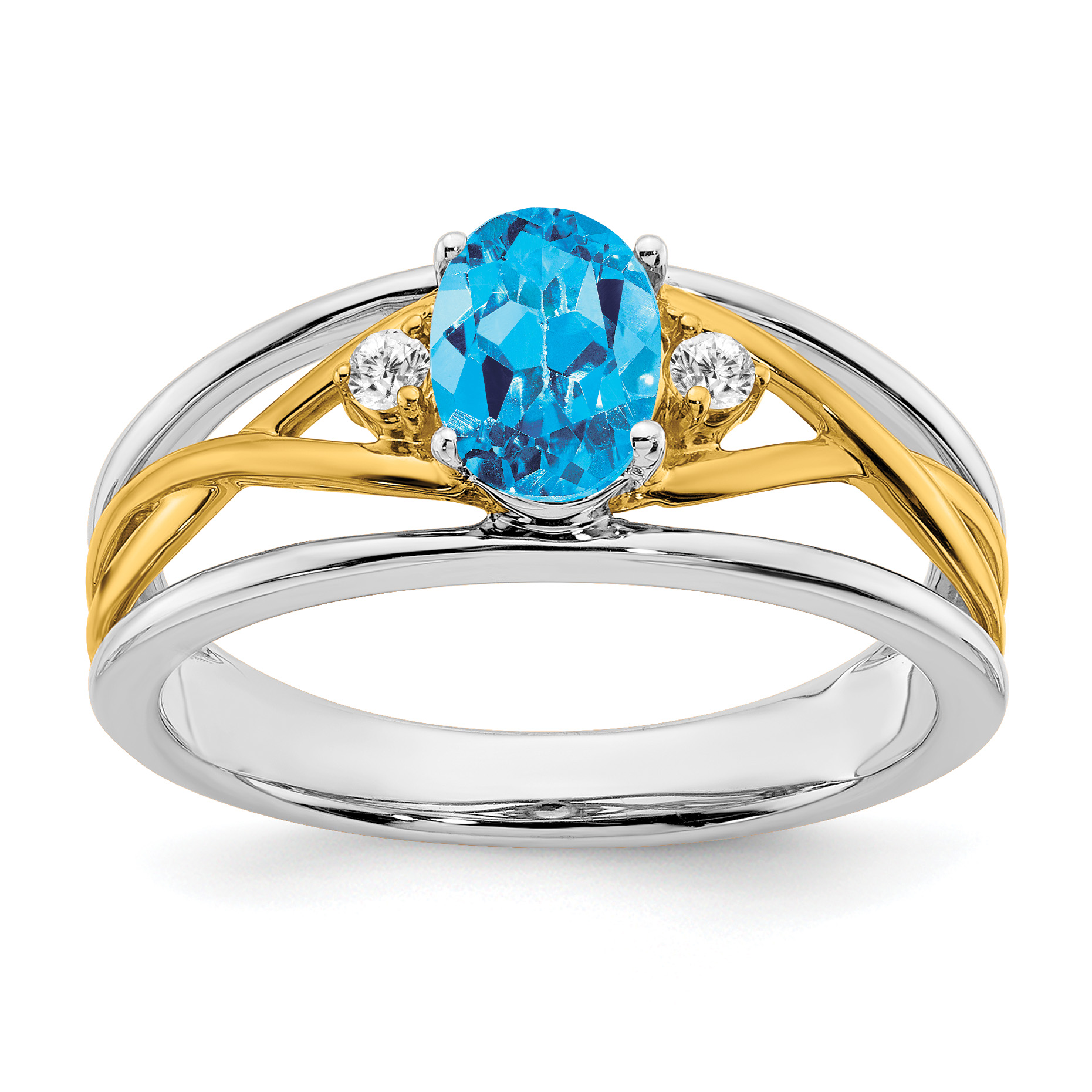 14k Two-tone Blue Topaz and Diamond Ring (RM5959-BT-006-WYA)