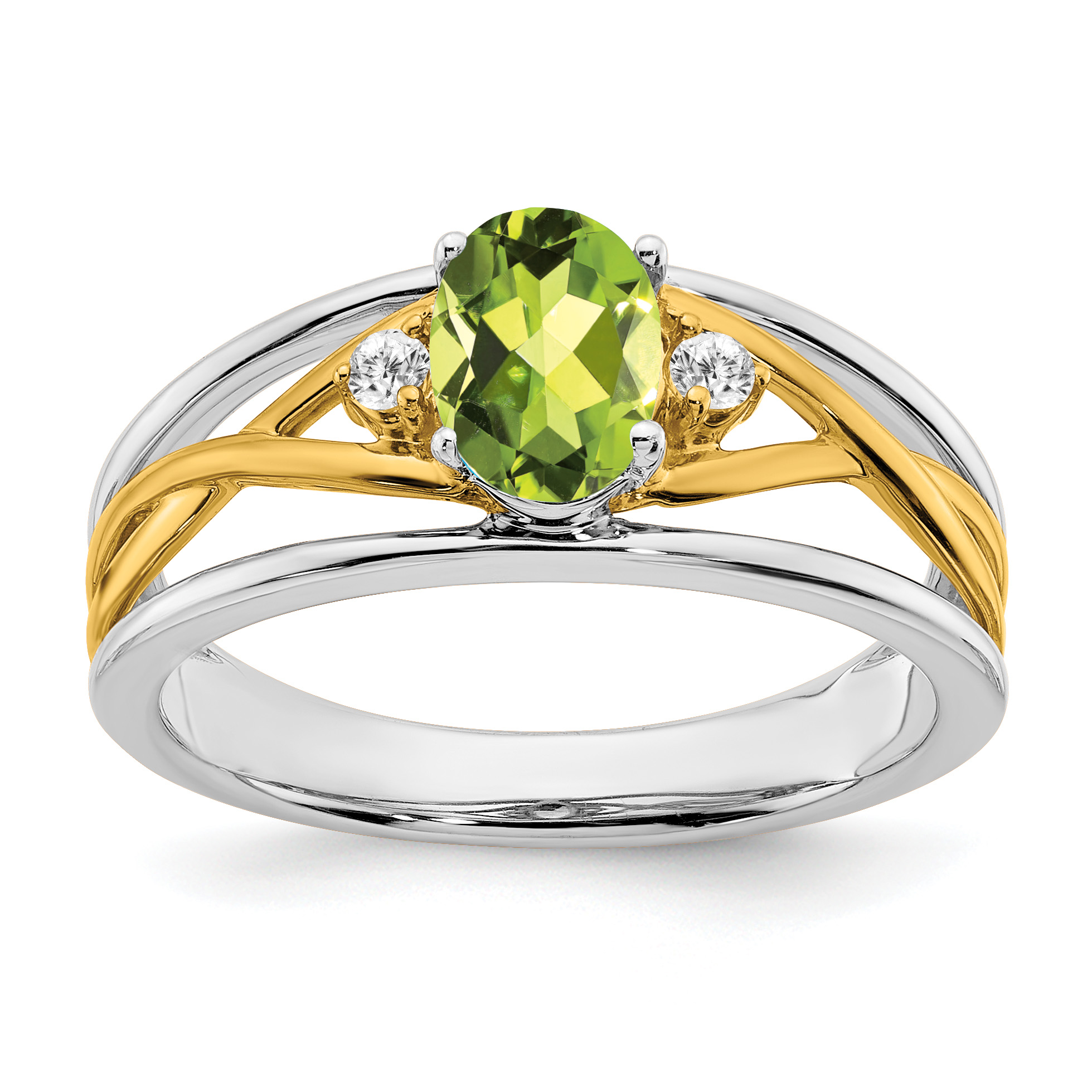 14k Two-tone Peridot and Diamond Ring (RM5959-PE-006-WYA)