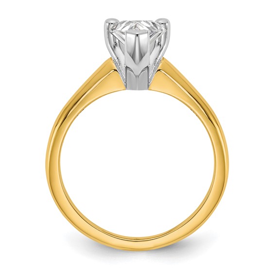 14k Two Tone 12x8mm PEAR Solitaire Mounting Sz 10