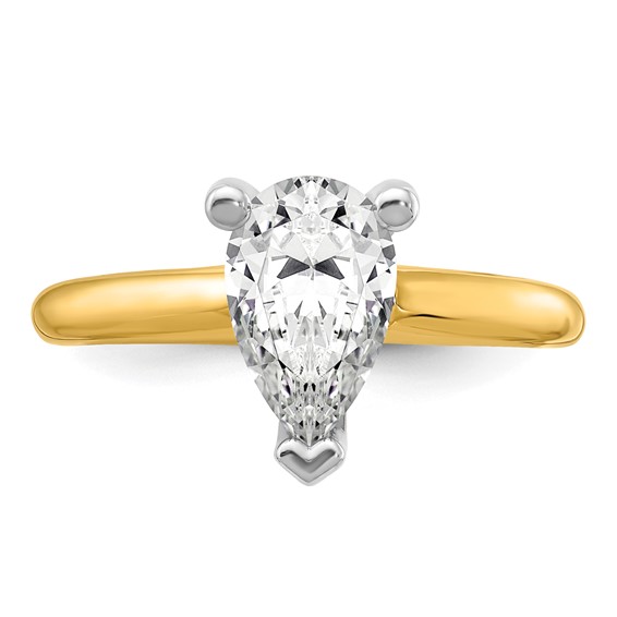 14k Two Tone 12x8mm PEAR Solitaire Mounting Sz 10