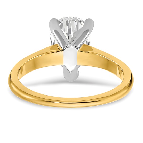 14k Two Tone 12x8mm PEAR Solitaire Mounting Sz 10