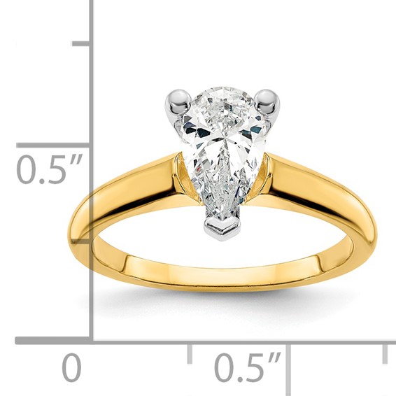 14k Two Tone 12x8mm PEAR Solitaire Mounting Sz 10