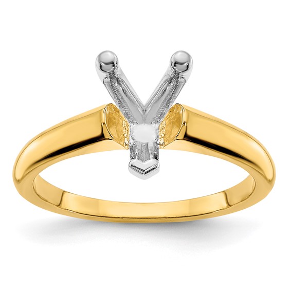 14k Two Tone 12x8mm PEAR Solitaire Mounting Sz 10